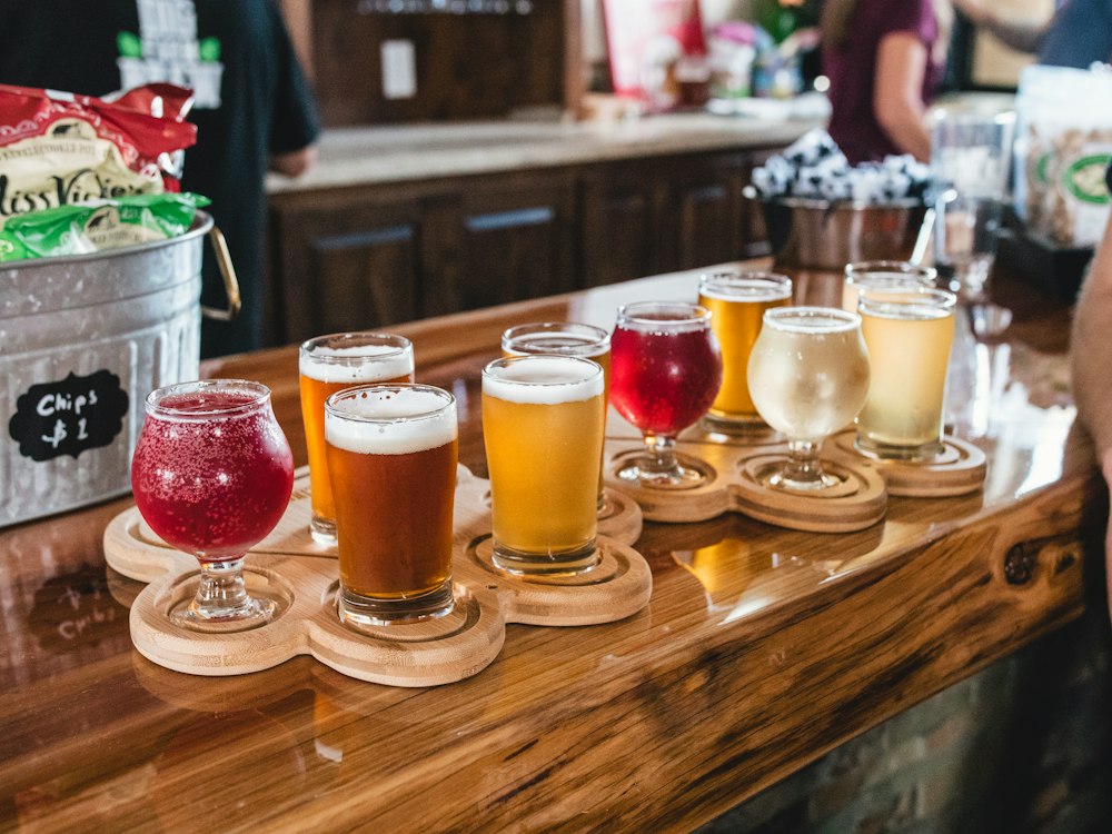 Tábua de degustação de chopp artesanal